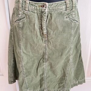 Green Retro Corduroy Skirt